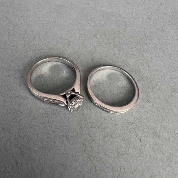 Wedding ring set 10KT White gold - Picture 11 of 17